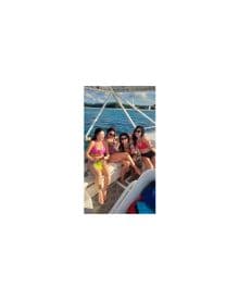 A lively group of friends enjoys their time on a boat, perfect for summer parties and fun on the water.