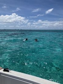 Two snorkelers explore the vibrant underwater world in crystal-clear waters, showcasing the excitement of marine adventures.