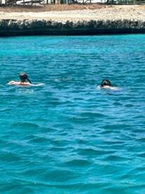 Two snorkelers explore the vibrant underwater world in crystal-clear waters, perfect for adventure seekers and marine life enthusiasts.