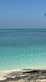 A serene view of clear turquoise waters meeting a sandy beach, perfect for relaxation and beach activities.