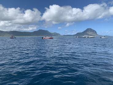 A picturesque view of several boats cruising near a stunning island backdrop, showcasing the beauty of the coastline and inviting adventure on the water.
