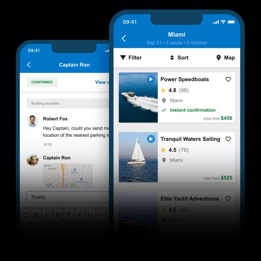 BoatBooker app on a phone