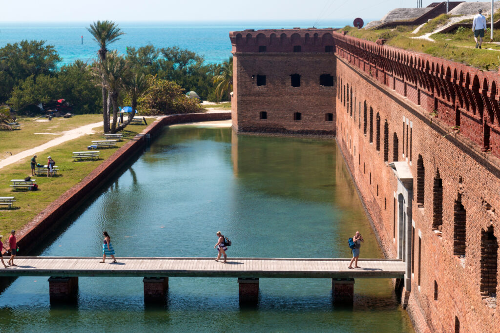 Landscape View Of The Outside Of Fort Jefferson, and ideal place for a Key West family activity
